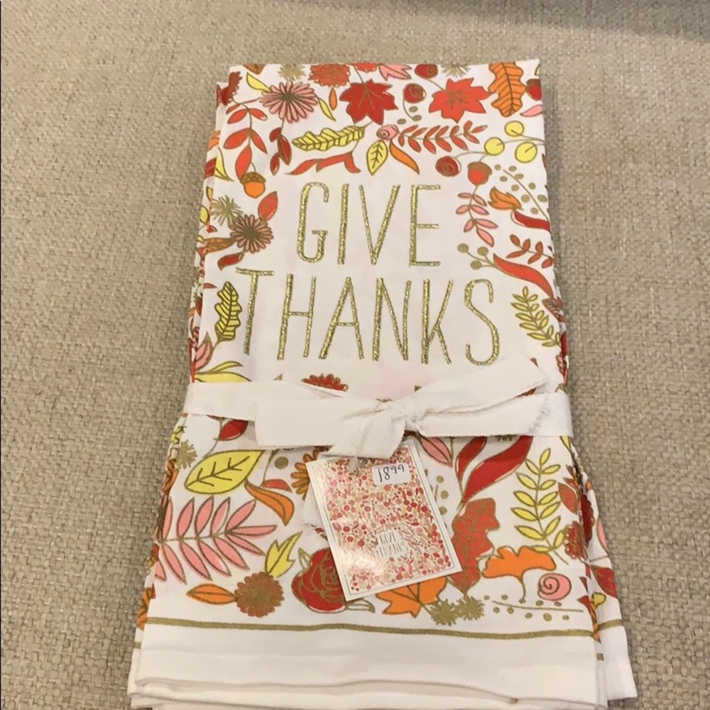 Set of 2 Give Thanks Thanksgiving Kitchen Towels